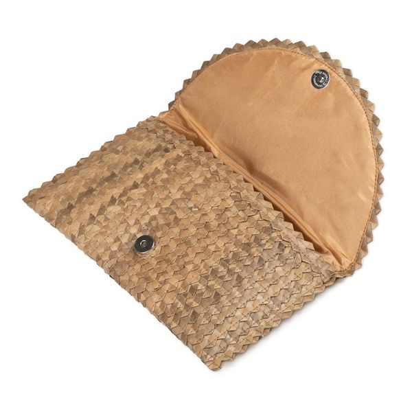 Alternate image for Handmade Brown Palm Leaf Clutch Handbag from Indonesia Tropical Touch