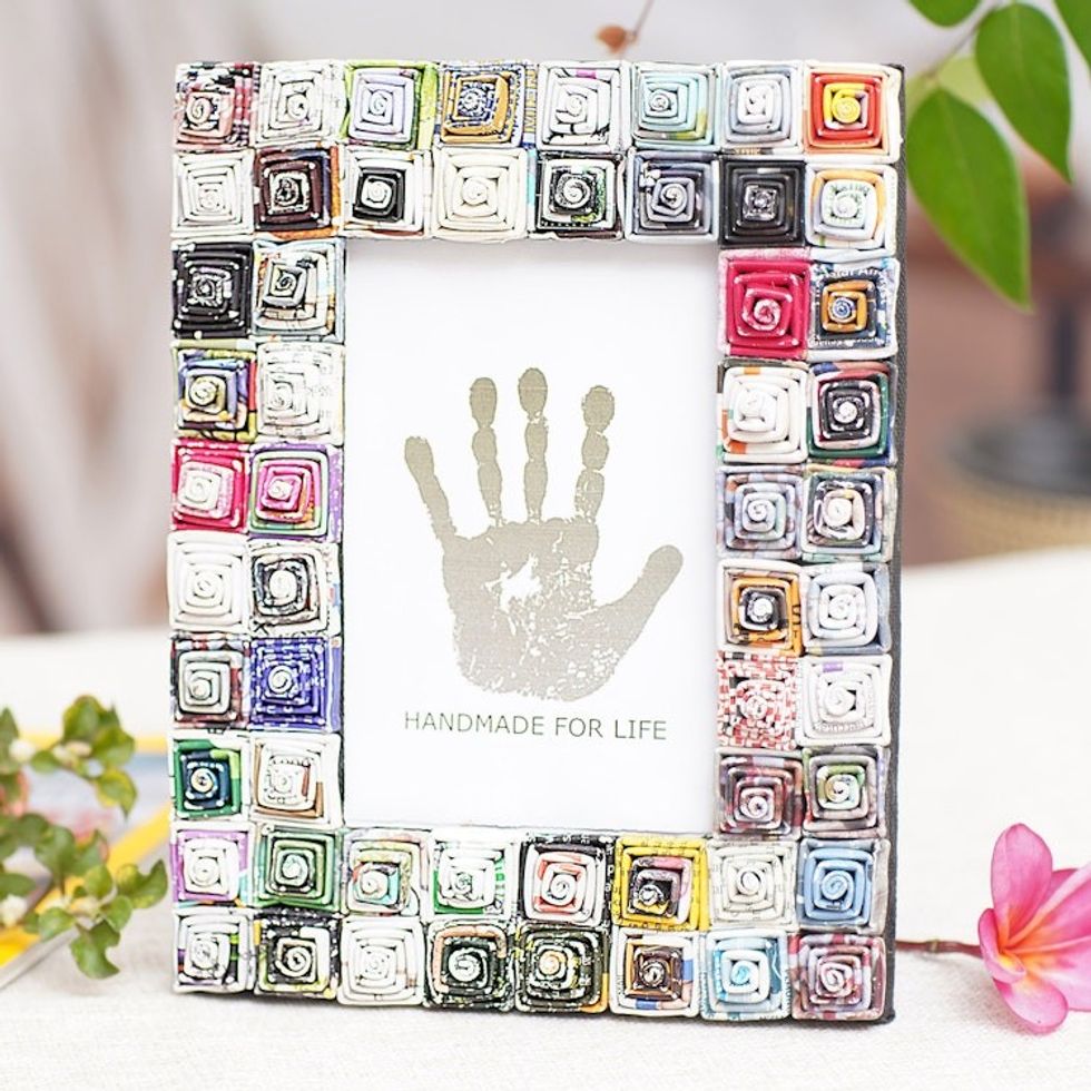 4x6 Recycled Paper Multicolored Photo Frame from Bali 'Rising Temples'