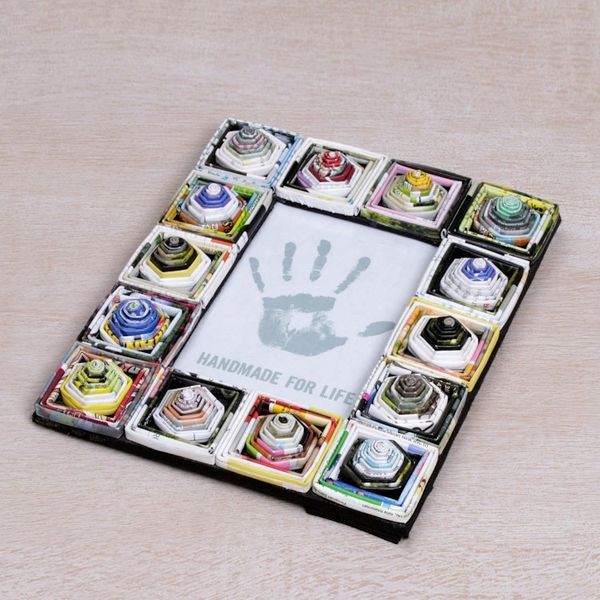 Alternate image for 4x6 Recycled Paper Multicolored Photo Frame from Bali Rising Temples