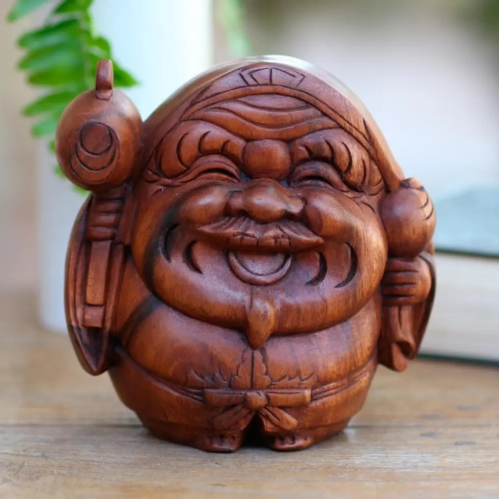 Signed Wood Sculpture of Indonesian Healer 'Ancient Healer'