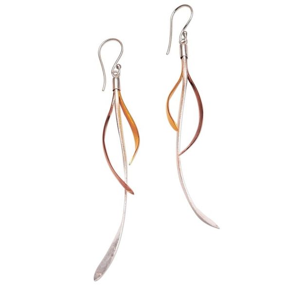 Alternate image for Gold and Rose Gold Accent Sterling Silver Earrings from Bali Jimbaran Tendrils