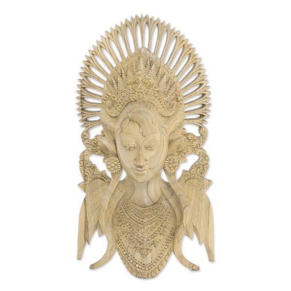 Alternate image for Hand Carved Balinese Janger Dancer Wood Wall Mask Janger Dancer