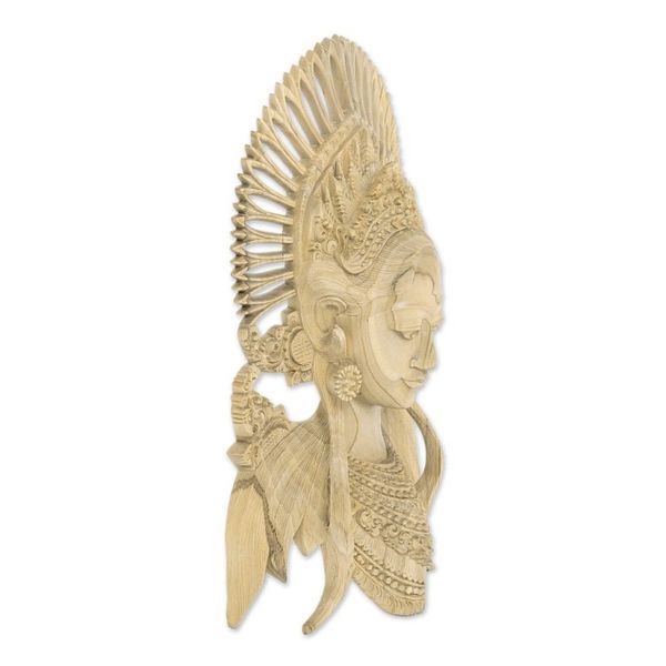 Alternate image for Hand Carved Balinese Janger Dancer Wood Wall Mask Janger Dancer