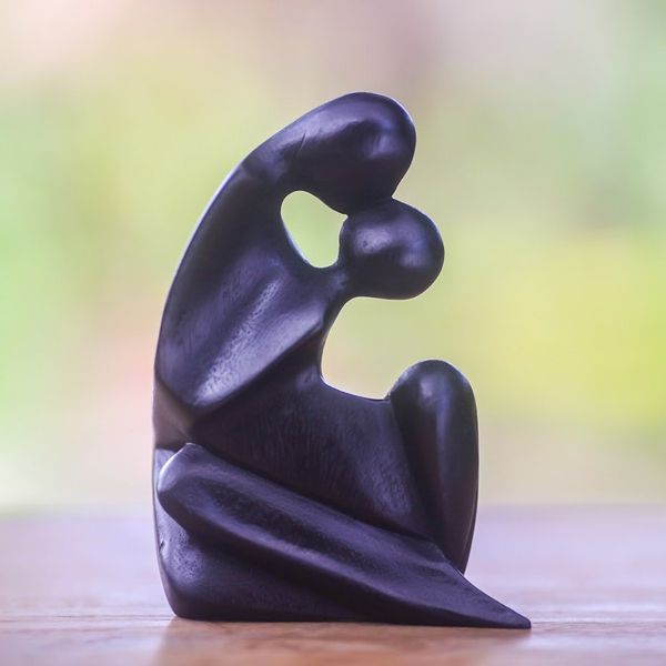 Alternate image for Hand Made Romantic Wood Sculpture First Kiss