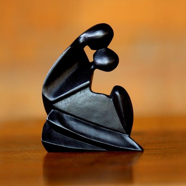 Alternate image for Hand Made Romantic Wood Sculpture First Kiss