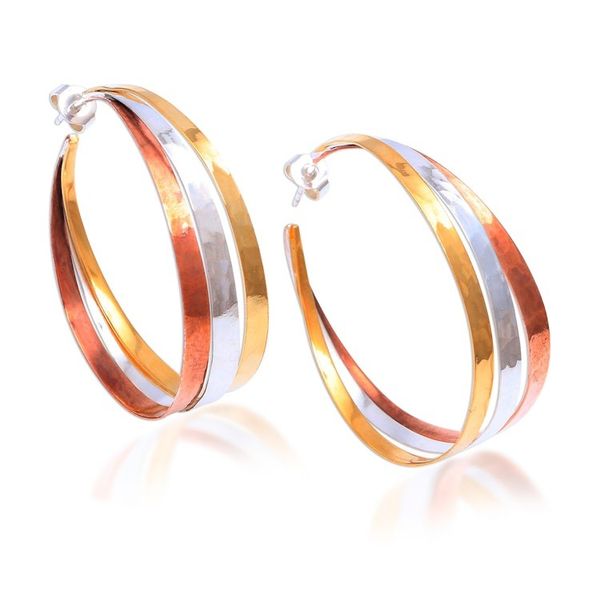 Alternate image for Gold Accent Sterling Silver Half-Hoop Earrings from Bali Metallic Rainbow