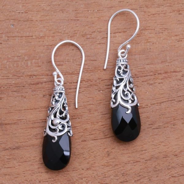 Alternate image for 5-Carat Onyx Dangle Earrings Crafted in Bali Princess Beauty