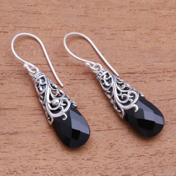 Alternate image for 5-Carat Onyx Dangle Earrings Crafted in Bali Princess Beauty