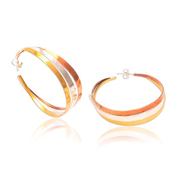 Alternate image for Gold Accent Sterling Silver Half-Hoop Earrings from Bali Metallic Rainbow