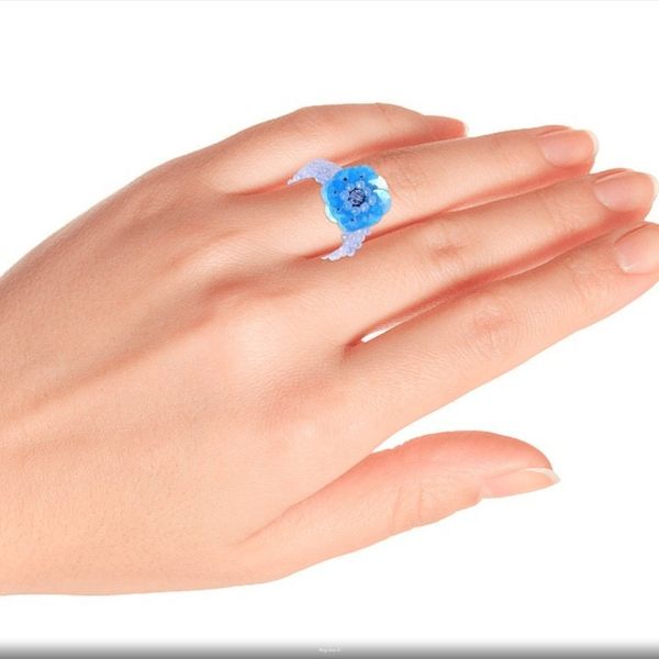 Alternate image for Floral Glass Beaded Stretch Cocktail Rings Set of 10 Javanese Flora