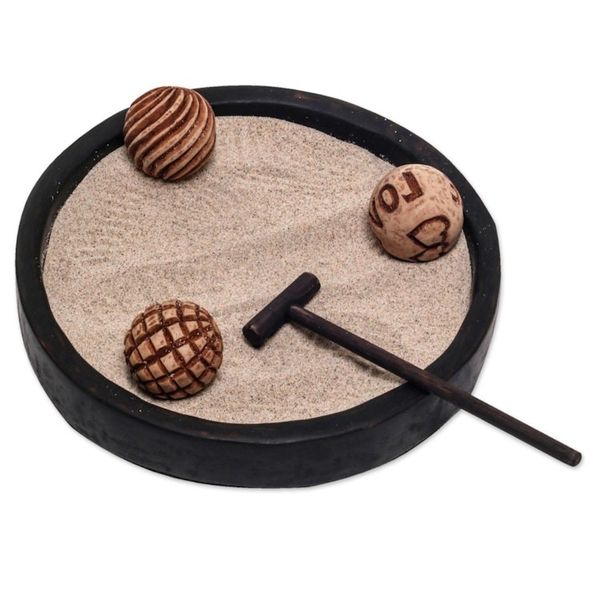 Alternate image for Wood Zen Garden with Rake and Balls from Bali Meditation Romance