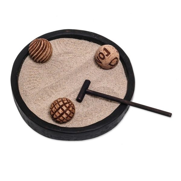 Alternate image for Wood Zen Garden with Rake and Balls from Bali Meditation Romance