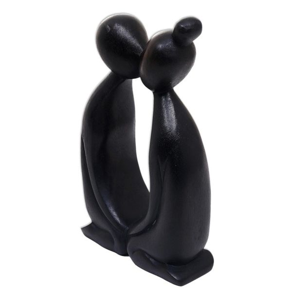 Alternate image for Black Wood Statuette of Lovers Embrace from Bali Harmony