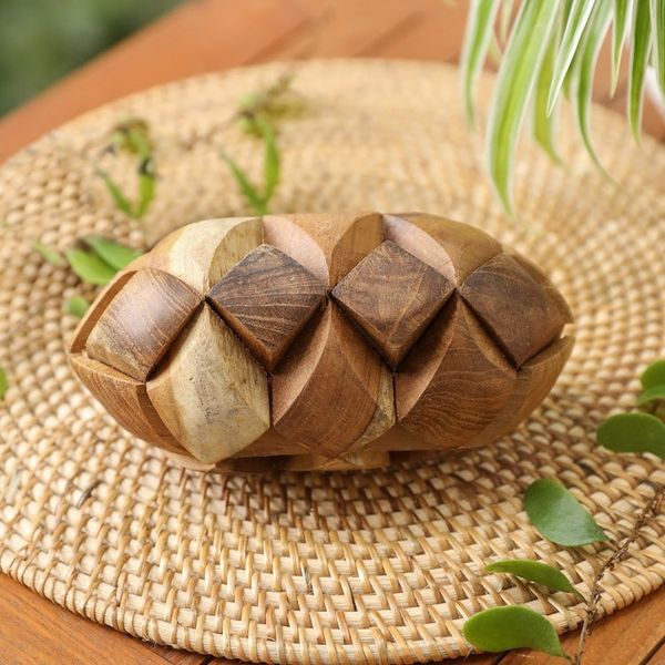 Alternate image for Hand Crafted Teak Wood Puzzle from Java Mind Bender