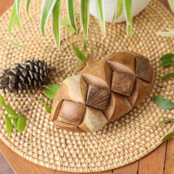Alternate image for Hand Crafted Teak Wood Puzzle from Java Mind Bender
