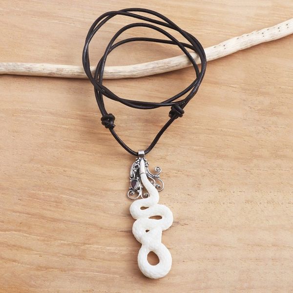 Alternate image for Hand Crafted Snake Necklace with Garnet Snake