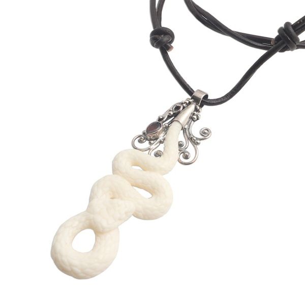 Alternate image for Hand Crafted Snake Necklace with Garnet Snake