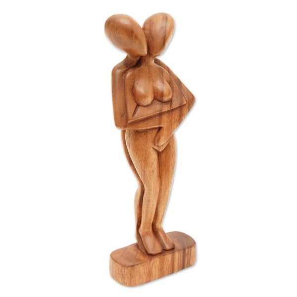 Alternate image for Romantic Suar Wood Sculpture Dont Let Go