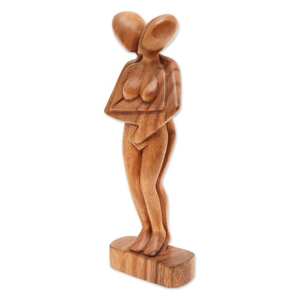 Alternate image for Romantic Suar Wood Sculpture Dont Let Go
