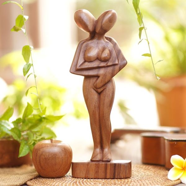 Alternate image for Romantic Suar Wood Sculpture Dont Let Go
