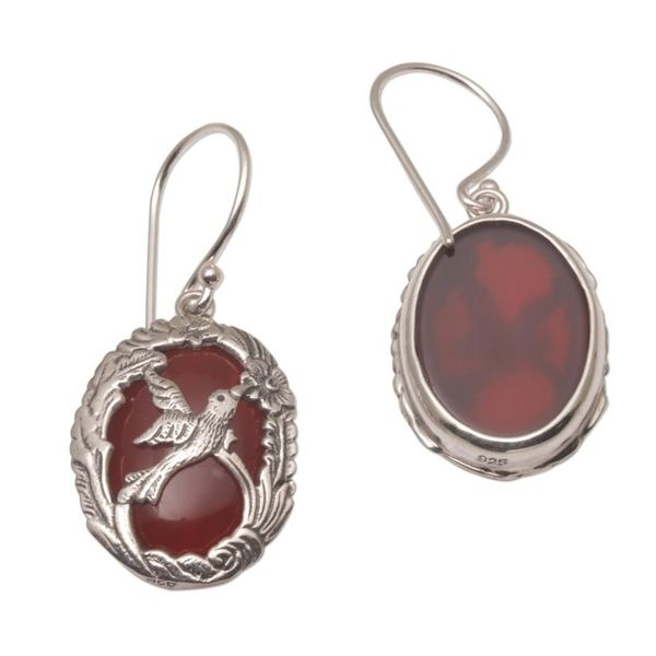 Alternate image for Carnelian and Sterling Silver Hummingbird Dangle Earrings Natures Freedom