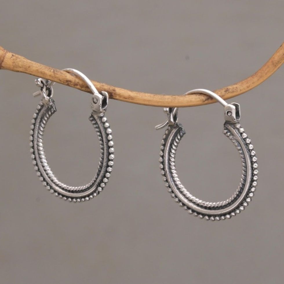 One Inch Diameter Sterling Silver Hoop Earrings 'On Rotation'
