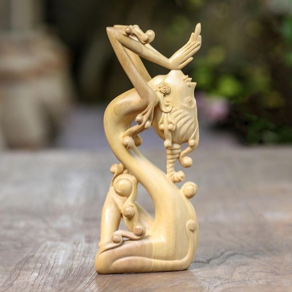 Alternate image for Hand Carved Crocodile Wood Statuette Acintya