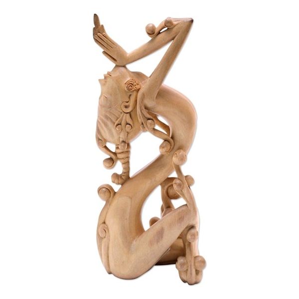 Alternate image for Hand Carved Crocodile Wood Statuette Acintya