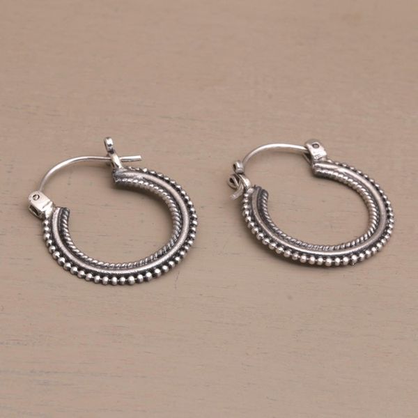 Alternate image for One Inch Diameter Sterling Silver Hoop Earrings On Rotation