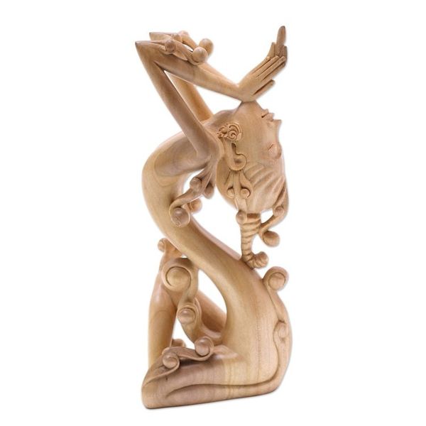 Alternate image for Hand Carved Crocodile Wood Statuette Acintya