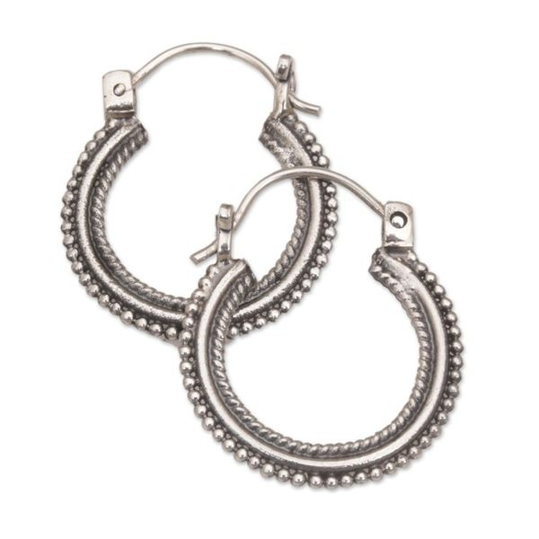 Alternate image for One Inch Diameter Sterling Silver Hoop Earrings On Rotation