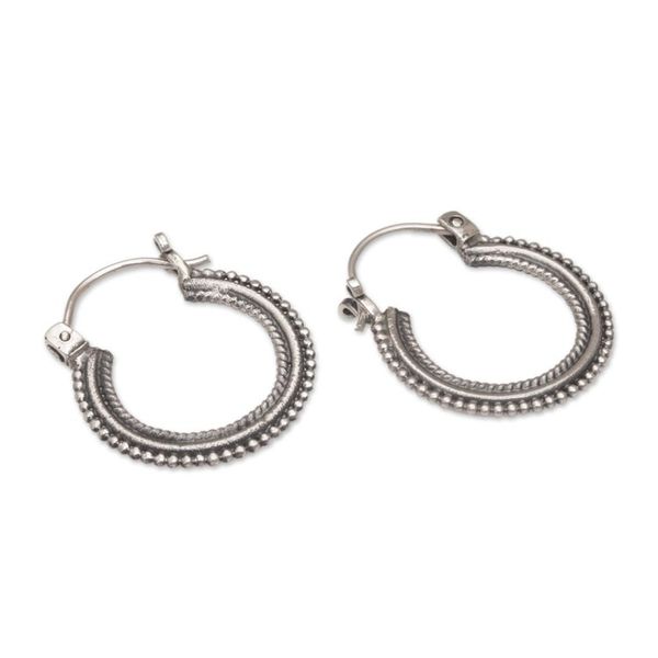 Alternate image for One Inch Diameter Sterling Silver Hoop Earrings On Rotation