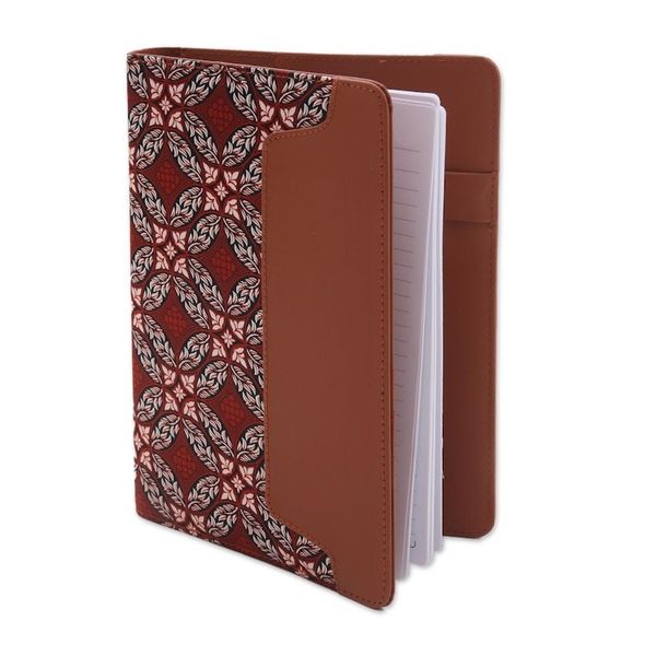 Alternate image for Faux Leather and Cotton Diamond and Circle Motif Planner Orderly Garden