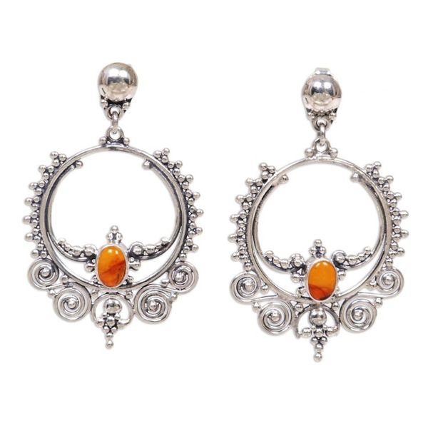 Alternate image for Sterling Silver and Amber Dangle Earrings Temple of Light
