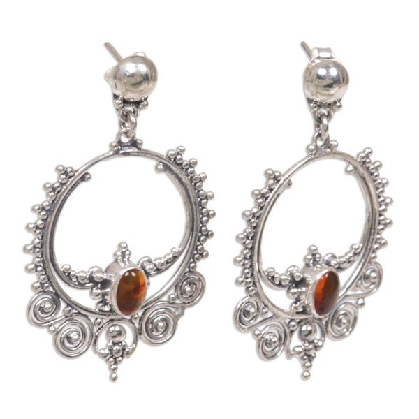 Alternate image for Sterling Silver and Amber Dangle Earrings Temple of Light