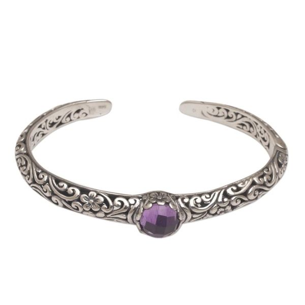 Alternate image for Sterling Silver Floral Cuff Bracelet with Amethyst Forest Nymph