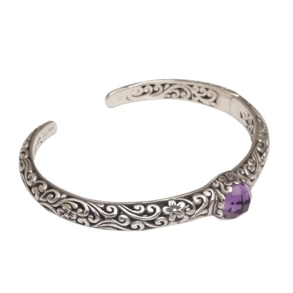 Alternate image for Sterling Silver Floral Cuff Bracelet with Amethyst Forest Nymph