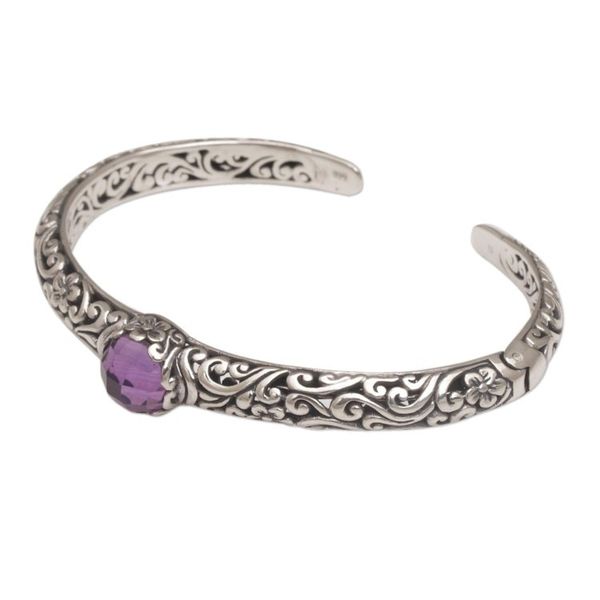 Alternate image for Sterling Silver Floral Cuff Bracelet with Amethyst Forest Nymph
