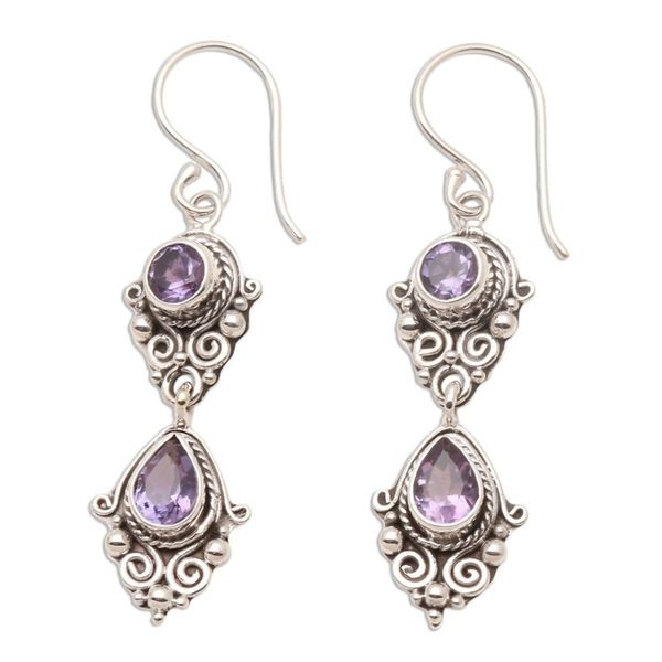 Alternate image for Vintage Style Amethyst Dangle Earrings Traditional Ways