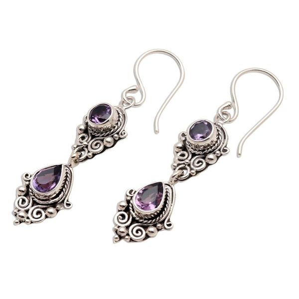 Alternate image for Vintage Style Amethyst Dangle Earrings Traditional Ways