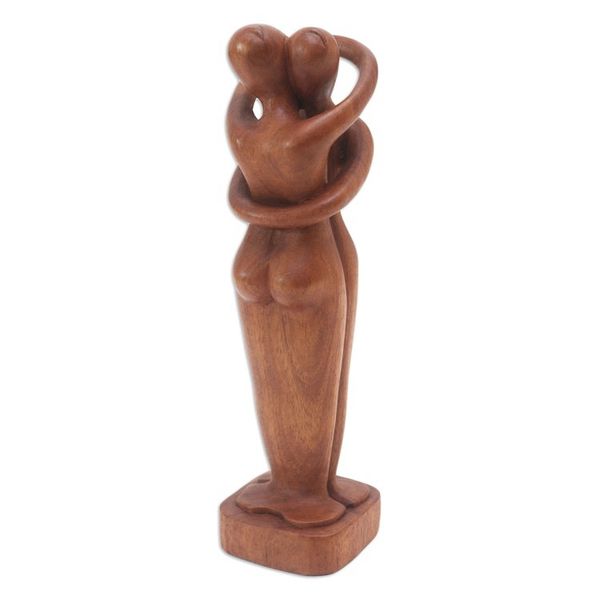 Alternate image for Romantic Wood Statuette Hold Me Tight
