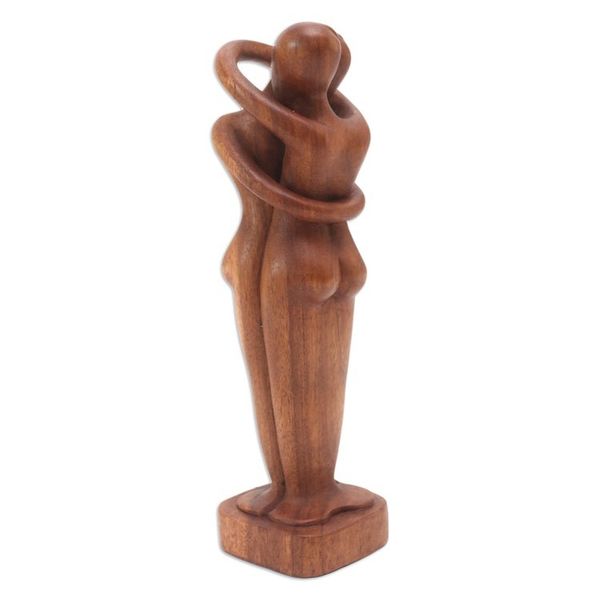 Alternate image for Romantic Wood Statuette Hold Me Tight