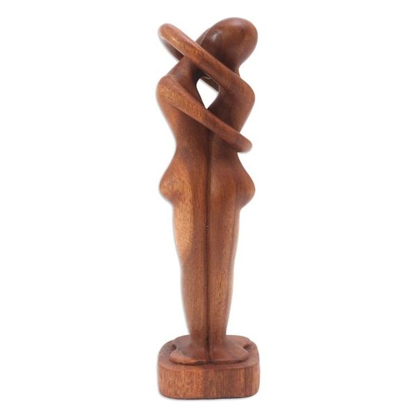 Alternate image for Romantic Wood Statuette Hold Me Tight