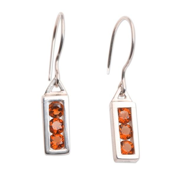 Alternate image for Citrine Sterling Silver Dangle Earrings Golden Lantern