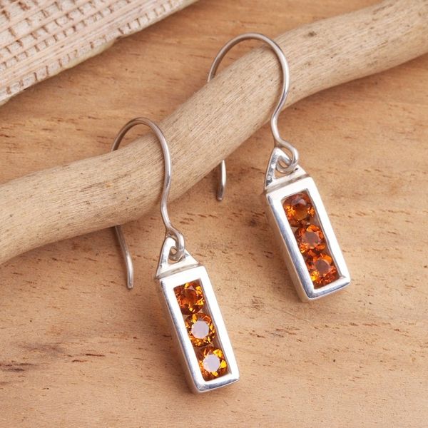Alternate image for Citrine Sterling Silver Dangle Earrings Golden Lantern