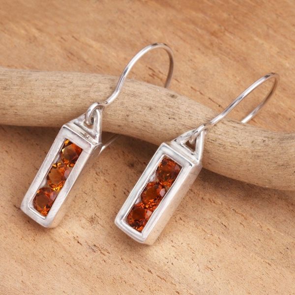Alternate image for Citrine Sterling Silver Dangle Earrings Golden Lantern