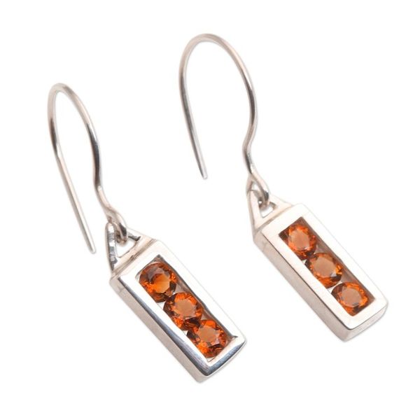Alternate image for Citrine Sterling Silver Dangle Earrings Golden Lantern