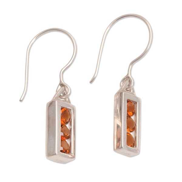 Alternate image for Citrine Sterling Silver Dangle Earrings Golden Lantern