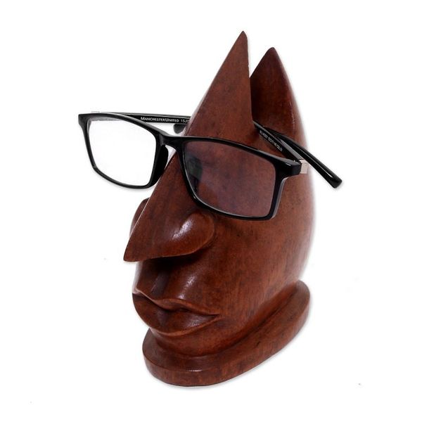 Alternate image for Wood Eyeglasses Stand in Light Brown from Bali Prominent Nose in Light Brown