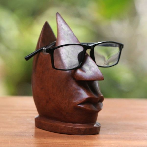 Alternate image for Wood Eyeglasses Stand in Light Brown from Bali Prominent Nose in Light Brown